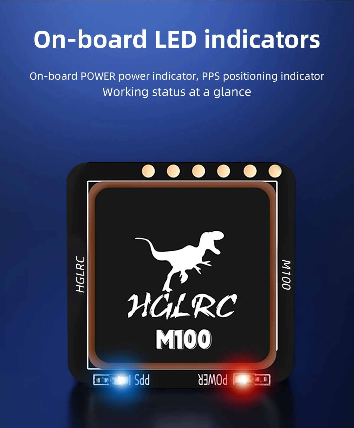 HGLRC M100-5883 M10 GPS Module with Compass – Ceramic Antenna & On-board LEDs, 21x21mm for RC Airplane FPV Long Range