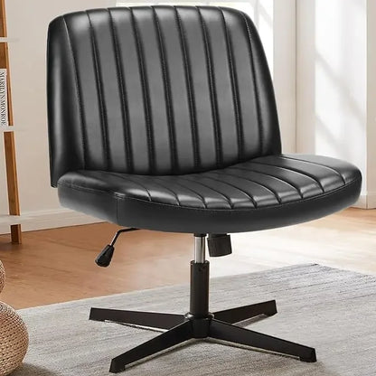Armless Criss Cross Legged Swivel Office Chair - Wide Desk Chair Without Wheels