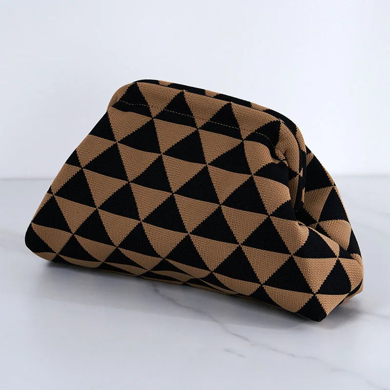 Summer Woven Crochet Clutch Bag – Women’s Cute Ruched Cloud Handbag, Casual Colorblock Purse