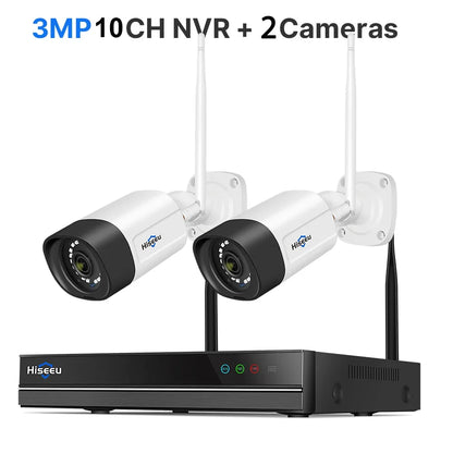 Hiseeu 10CH 5MP WiFi Security Camera System — H.265 NVR with Color Night Vision, Human Motion Detection & 2-Way Audio Outdoor Cameras