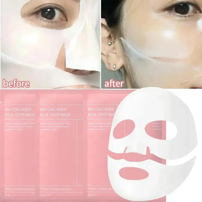 Bio Collagen Face Mask – 20/10/5PCs Shrink Pores, Deep Hydrating Overnight Mask for Moisturizing, Brightening & Skin Care
