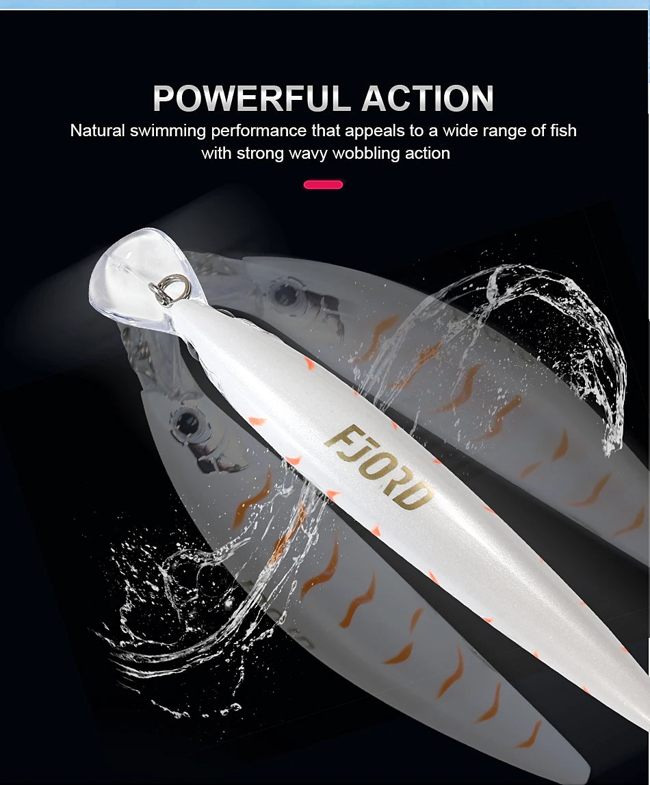 FJORD Heavy Sinking Minnow Fishing Lures – 110S 37g, 90S 29g, 70S 17g Saltwater & Freshwater Jerkbait