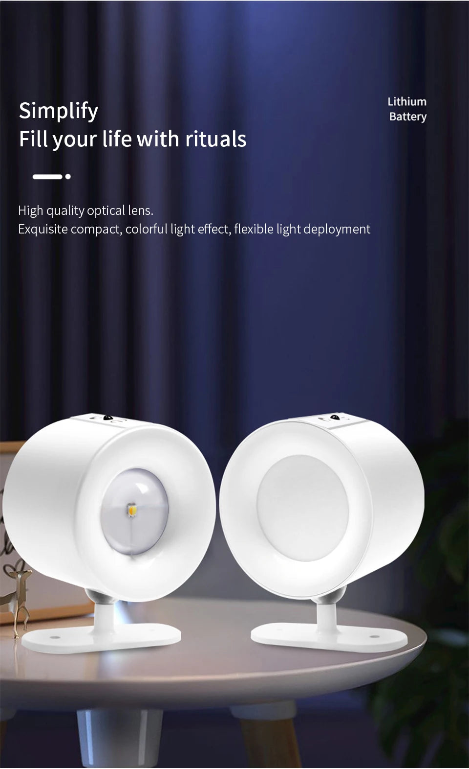 LED Wall Sconces Light – Touch Control Double Head Wall Lamp, 360° Rotatable, 3 Colors, Wireless Night Lights for Bedroom