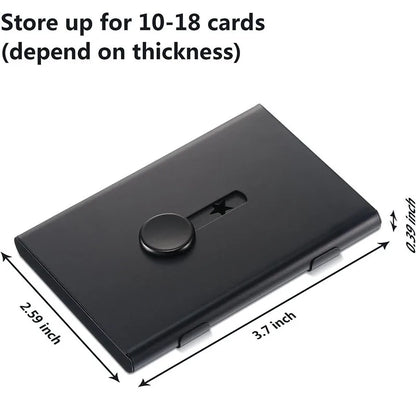 Ultra-Thin Metal Business Card Holder - Hand Push Card Case for Bank and Membership Cards, Compact Organizer Box