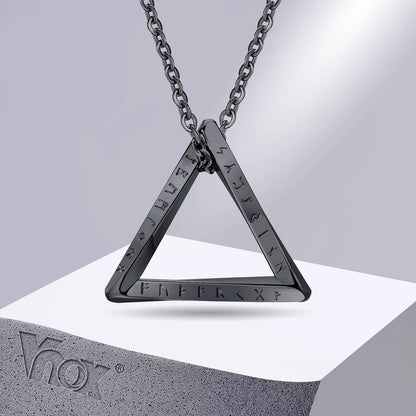 Vnox Norse Viking Pendant Necklace – Twisted Stainless Steel Mobius Triangle, Vegvisir & Valknut Geometric Charm