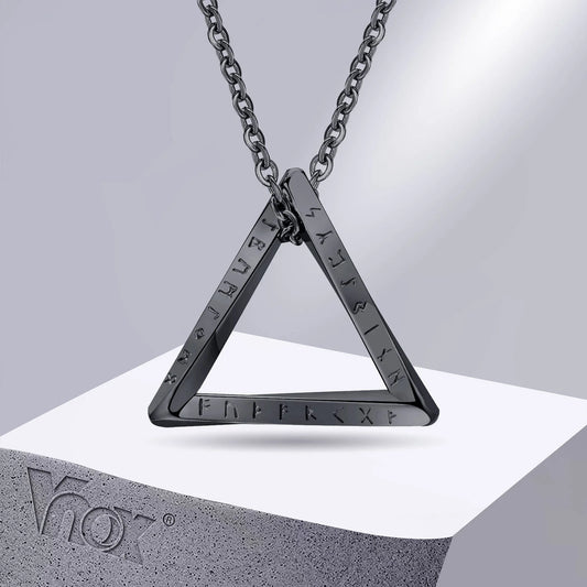 Vnox Norse Viking Pendant Necklace – Twisted Stainless Steel Mobius Triangle, Vegvisir & Valknut Geometric Charm