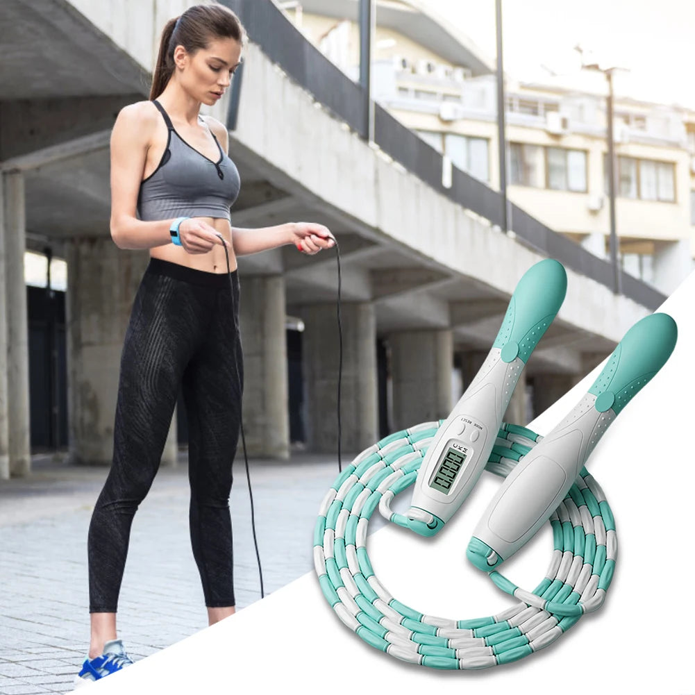 Beaded Jump Rope with Counter – Adjustable Plastic Segmented Skipping Rope for Kids & Adults