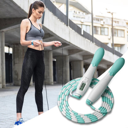 Beaded Jump Rope with Counter – Adjustable Plastic Segmented Skipping Rope for Kids & Adults