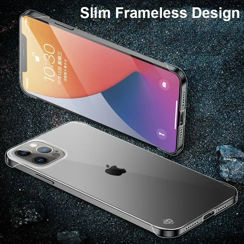 Slim Frameless Clear Phone Case – Transparent Plastic Cover for iPhone 15, 14, 13, 12 Mini, 11 Pro, XS Max, XR, X, 8, 7 Plus, SE 2022, 2020