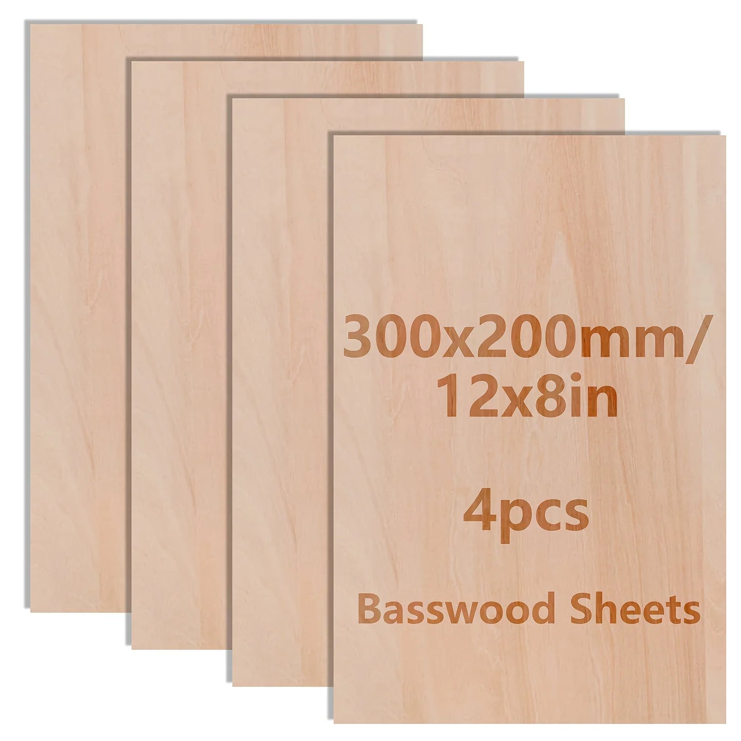 2 / 4 / 8 / 16Pcs Basswood Boards (12x8x0.08in) – 2mm Thin Laser Cut Wood for Crafts & DIY Model Making
