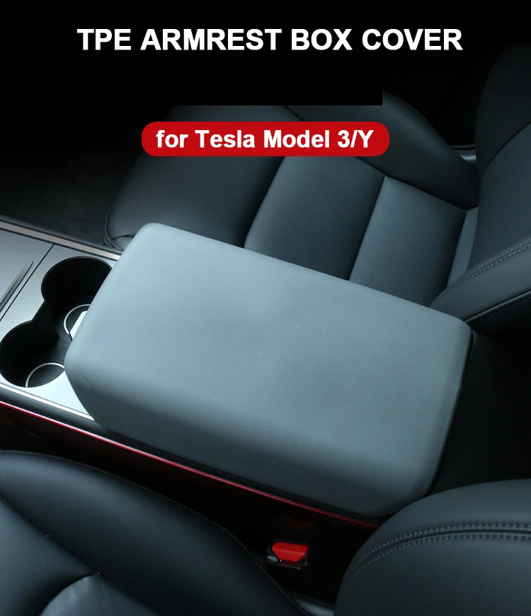 Armrest Box Protective Cover – TPE Center Console Pad for Tesla Model 3 2023 & Model Y HW4.0 Accessories
