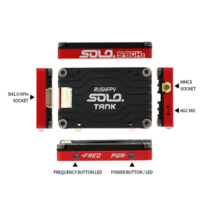 RUSH Solo Tank 5.8G VTX Video Transmitter – 1.6W High Power with Built-in Microphone & CNC Heat Dissipation for RC FPV