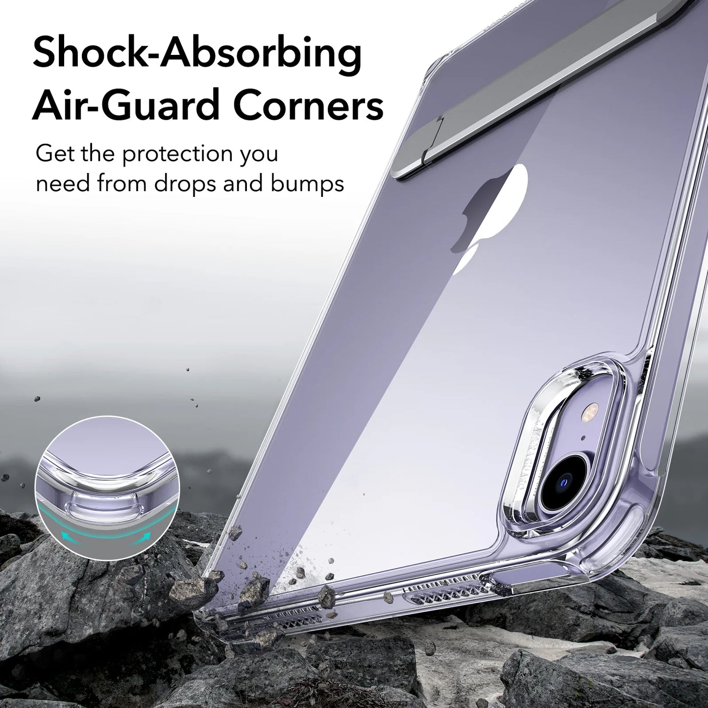 ESR Kickstand Case for iPad Mini 6/7 – Hybrid Protection Clear Back Cover with Stand & Pencil Support
