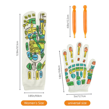 Reflexology Hand & Foot Massage Socks/Gloves – Pain Relief, Circulation & Relaxation Therapy