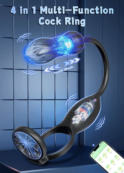 App-Controlled Male Penis Ring – Telescopic Anal Vibrator & Prostate Massager, Cock Ring Adult Sex Toy for Men