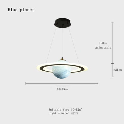 Acrylic Planet Pendant Lamp – Space Star Hanging Light for Living Room, Bedroom, Kitchen & Kids Room, E27 Bulb Compatible
