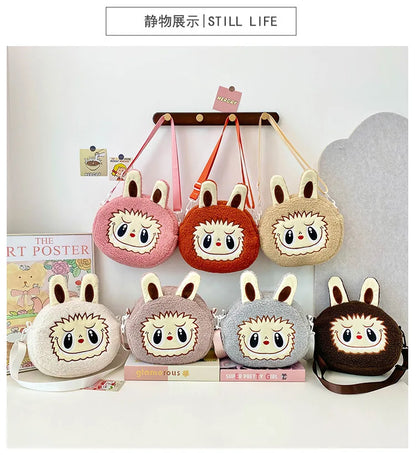 Labu Cartoon Crossbody Plush Bag – Kids Backpack & Shoulder Bag Doll Change Purse, Perfect Gift for Girls
