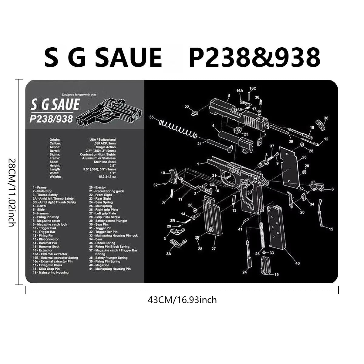 Gun Cleaning Rubber Mat Mouse Pad – AR15, AK47, Remington 870, GLOCK G ...