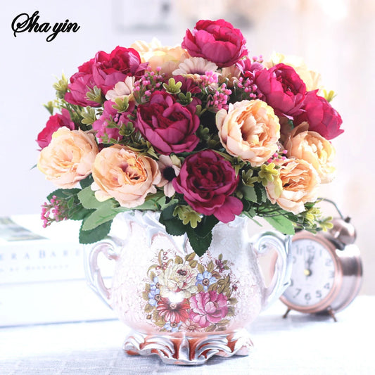 Silk Artificial Flower Bouquet – Peony, Baby’s Breath & Daisy Accessories for Wedding, Home, Room & Party Decoration