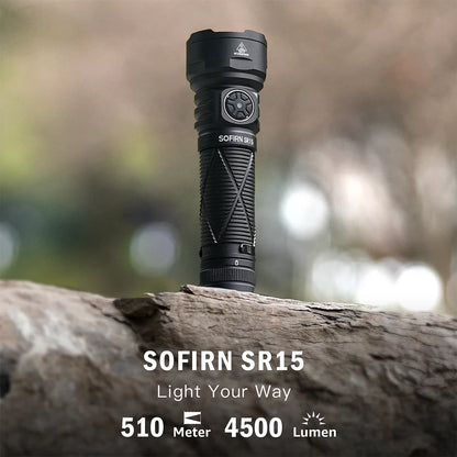 Sofirn SR15 Flashlight – 4500 Lumen SFT25R LED, 21700 USB-C Rechargeable Torch with 5V/3A Charge