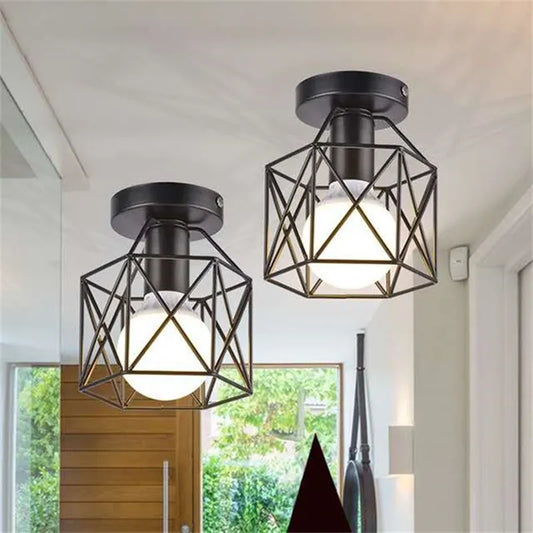 Elevate Your Space: Modern Nordic Black Wrought Iron E27 LED Ceiling Lights - Perfect for Kitchen, Living Room, Bedroom, Study, Balcony, Restaurant, Cafe, Hotel