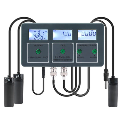 Tuya WiFi 8 in 1 Water Quality Tester – S.G, PH, EC, ORP, TDS, CF, Salt, Temp Analyzer for DIY Water Monitoring