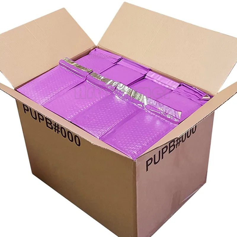 100 Pcs Bubble Envelopes for Shipping - Padded Mailing Bags in Purple, Pink and Green for Packaging and Gift Padding
