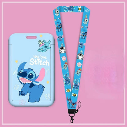 Disney Anime Stitch Badge Holder – Kawaii Card Holder Lanyard for Students, Kids, Campus Neck Strap Gift