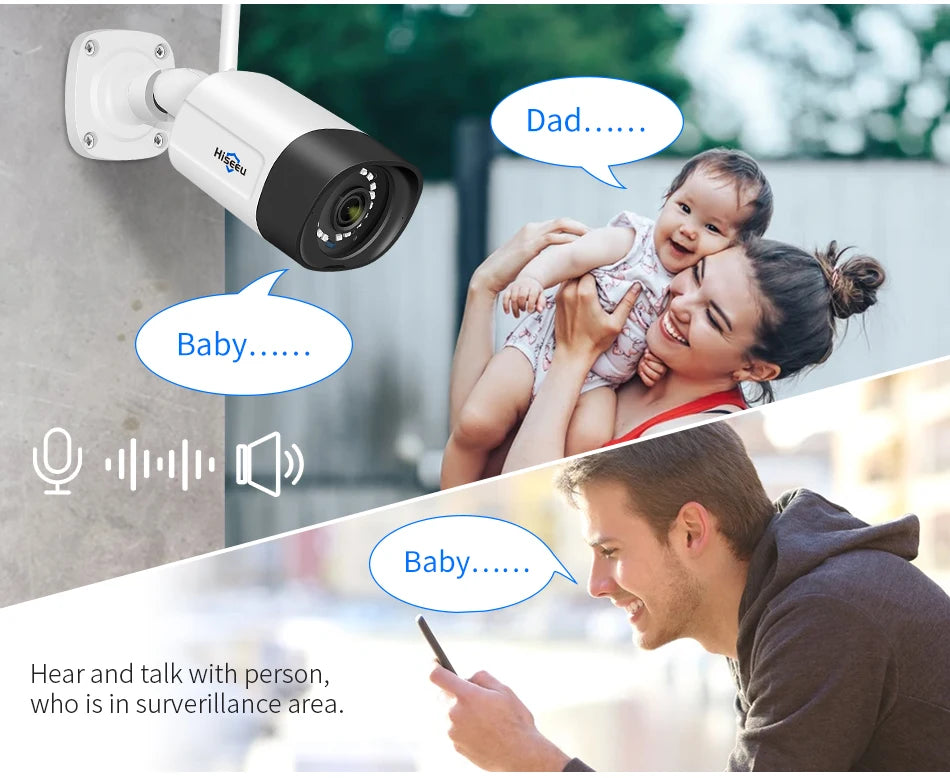 Hiseeu 10CH 5MP WiFi Security Camera System — H.265 NVR with Color Night Vision, Human Motion Detection & 2-Way Audio Outdoor Cameras