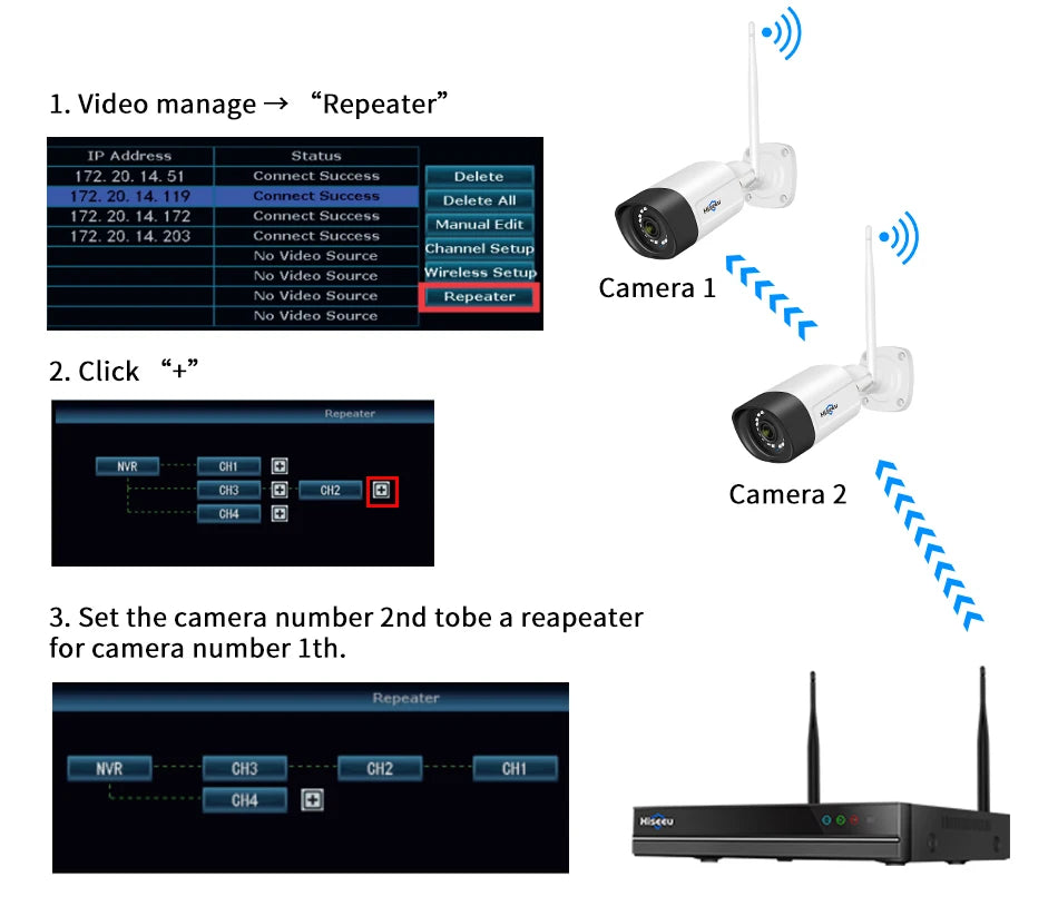 Hiseeu 10CH 5MP WiFi Security Camera System — H.265 NVR with Color Night Vision, Human Motion Detection & 2-Way Audio Outdoor Cameras