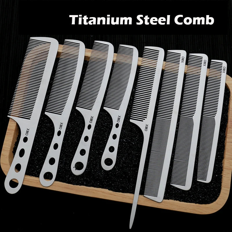Brainbow Titanium Steel Hair Comb – Professional Anti-Static Salon Hairdressing Brush for Men