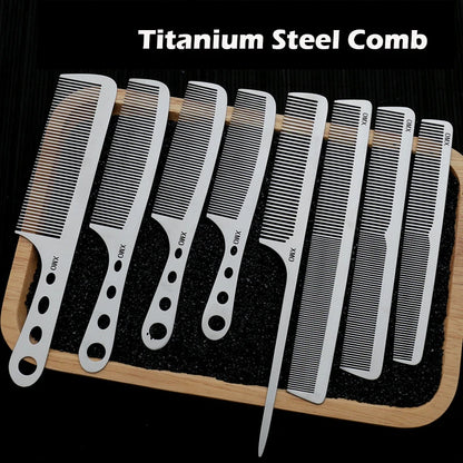 Brainbow Titanium Steel Hair Comb – Professional Anti-Static Salon Hairdressing Brush for Men