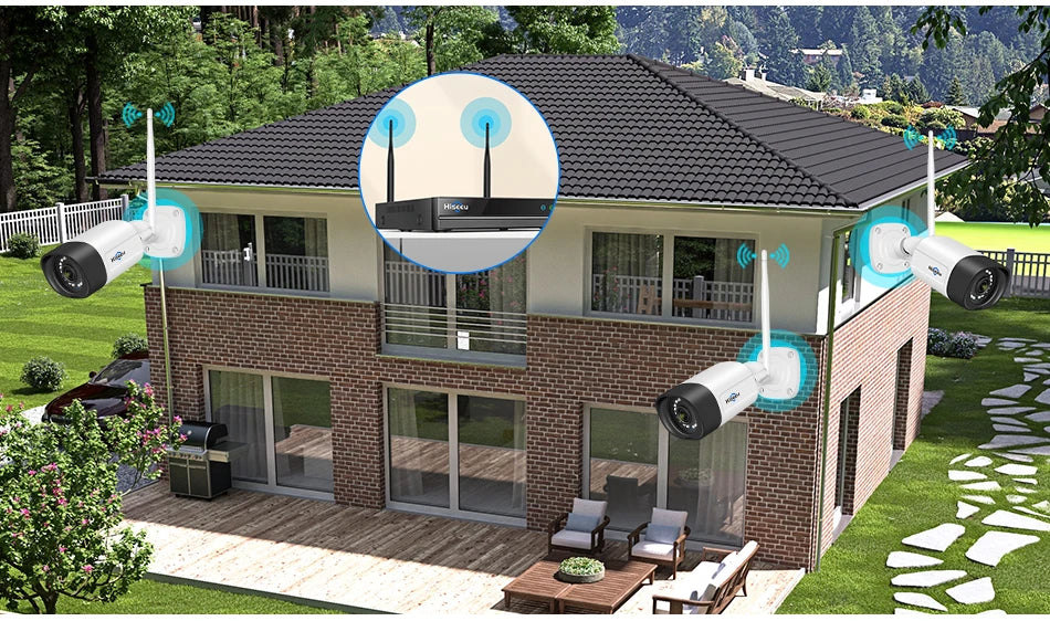 Hiseeu 10CH 5MP WiFi Security Camera System — H.265 NVR with Color Night Vision, Human Motion Detection & 2-Way Audio Outdoor Cameras