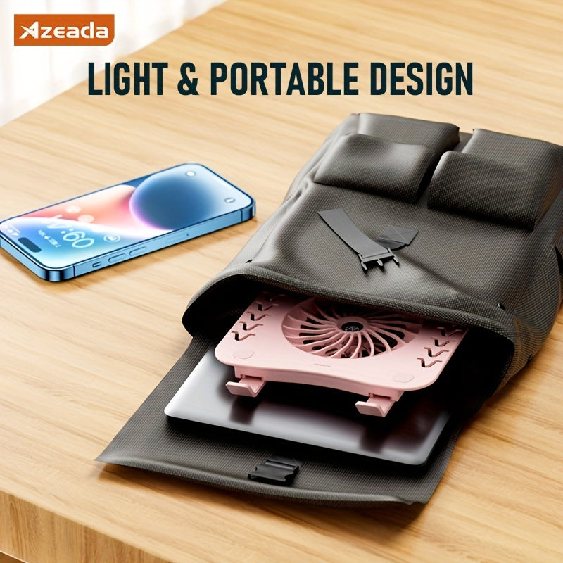 Foldable Laptop Cooling Stand - Silent Fan, Radiator and Holder for MacBook, Tablet, Notebook - Ergonomic, Adjustable, Portable