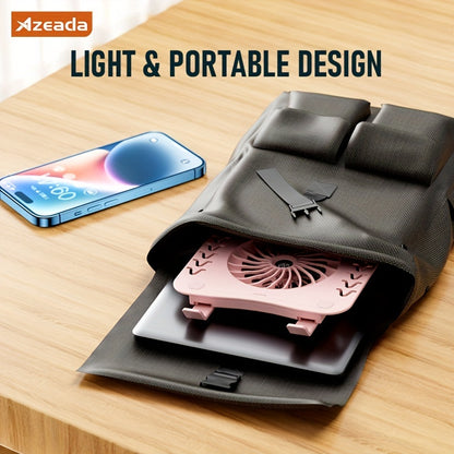 Foldable Laptop Cooling Stand - Silent Fan, Radiator and Holder for MacBook, Tablet, Notebook - Ergonomic, Adjustable, Portable