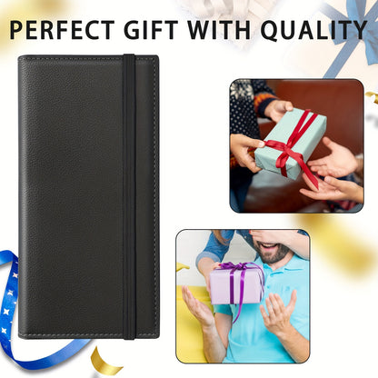 Classic Style Synthetic Leather Mini Checkbook Cover – Durable and Slim Design with Duplicate Check Divider – 7''x 3.7'' Checkbook Holder