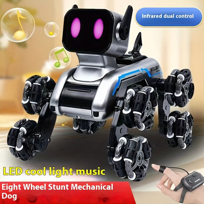 2024 Upgraded 8WD Stunt Robot Dog - Dual-Electric, Eight-Wheeled, Intelligent Gesture Control, Spray Drift and Climbing Features, Deformable Electric Toy Car, Ideal Children's Gift