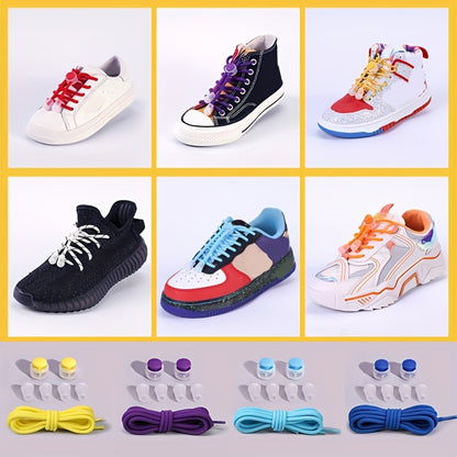 Round No-Tie Elastic Shoelaces – Stretchable Laces for Sneakers, Casual & Skate Shoes