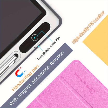 9.3in Ultra-Slim LCD Writing Tablet with Leather Protective Case - Portable Digital Handwriting Pad for Doodling, Drawing, Note-Taking - Ideal Gift for Students, Adults, School, or Office