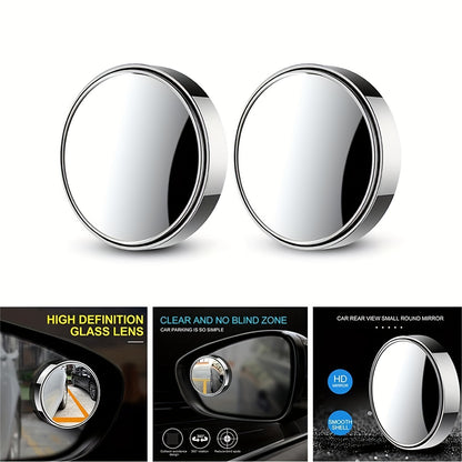 W4pcs Round Convex Blind Spot Mirrors - Universal Front View Fit, Wide Angle Vision, Crystal Clear Image, Easy Installation for All Vehicles
