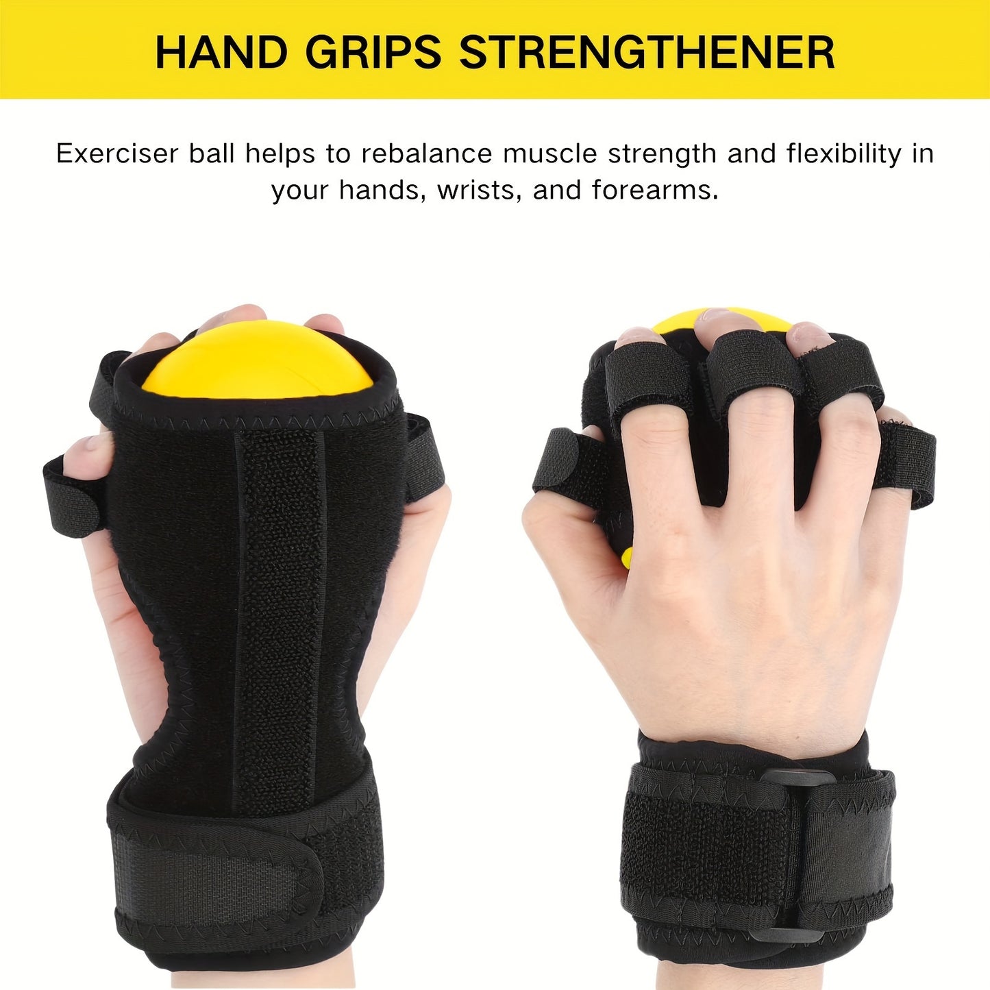 Hand Grip Strength Exerciser Ball – Finger & Wrist Rehabilitation Training Squeezer for Stretching and Strengthening