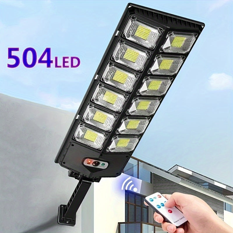 504 LED Solar-Powered Motion Sensor Street Light – Dusk to Dawn Energy-Saving Security Lamp for Roads, Commercial Areas, and Outdoor Spaces