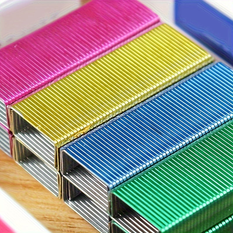 1000pcs Colorful Stapler Set - Universal Office Supplies for Document and Book Stapling, Made of Durable Metal Materials