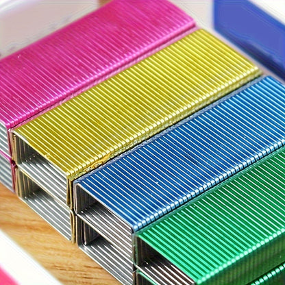 1000pcs Colorful Stapler Set - Universal Office Supplies for Document and Book Stapling, Made of Durable Metal Materials
