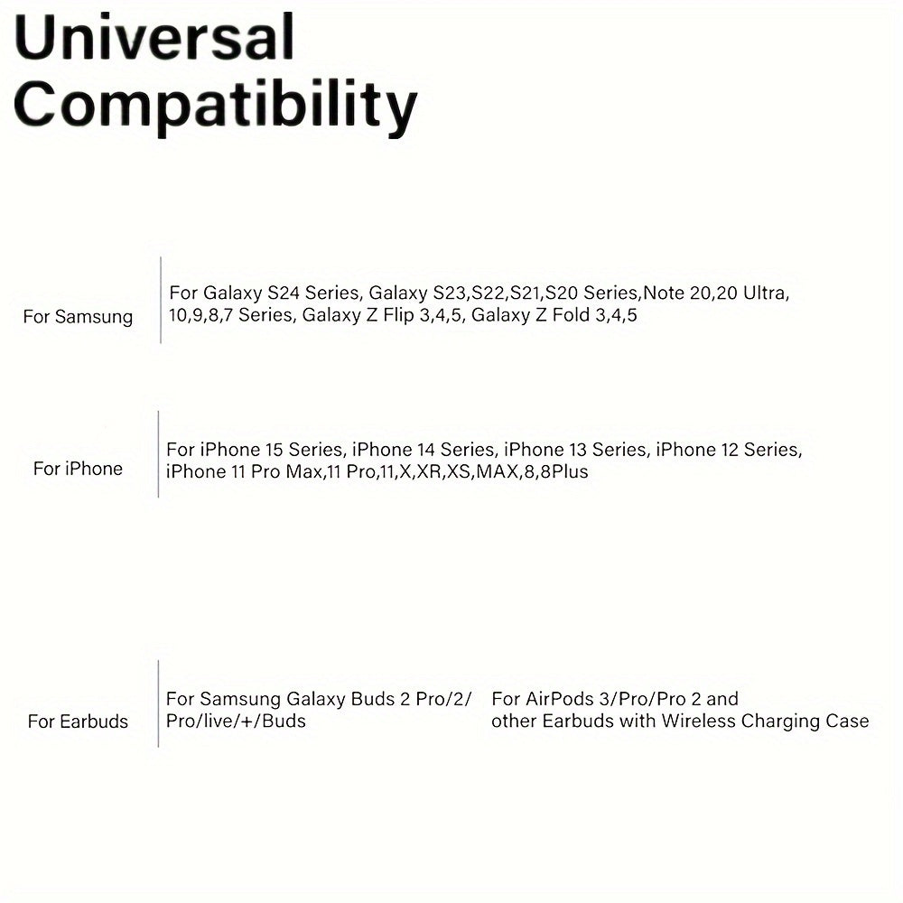 Dual Wireless Charger Pad 2 in 1 – Fast Charging Mat for iPhone 15/14/13/12/11, AirPods 3/2/Pro, Samsung Galaxy S23/S22/S21 & Note, Galaxy Buds