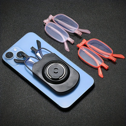 Folding Reading Glasses - Retro Computer Presbyopic Readers with Phone Holder for Men and Women (+1.0 to +4.0)