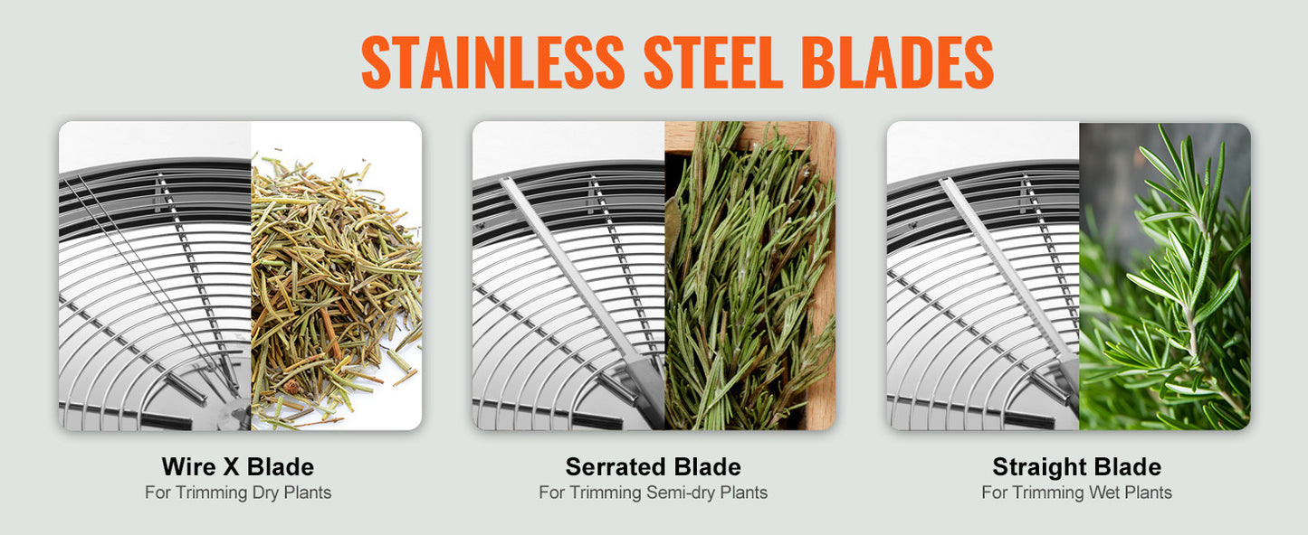 VEVOR 16/19/24 in Manual Leaf & Bud Bowl Trimmer — Stainless Steel Blades, Twist-Spin Cut, Clear Dome