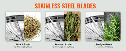 VEVOR 16/19/24 in Manual Leaf & Bud Bowl Trimmer — Stainless Steel Blades, Twist-Spin Cut, Clear Dome