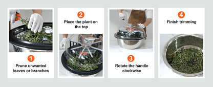 VEVOR 16/19/24 in Manual Leaf & Bud Bowl Trimmer — Stainless Steel Blades, Twist-Spin Cut, Clear Dome