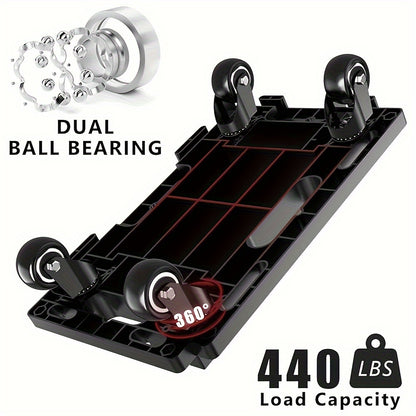 Spacekeeper Folding Hand Truck – 500 LB Heavy Duty Utility Dolly with 6 Wheels & 2 Elastic Ropes for Luggage, Moving, Shopping, Office Use (Black)